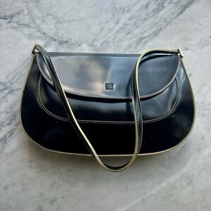Vintage Y2K CITY DKNY Black Patent Leather Shoulder Bag
